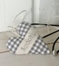 SPOOKY HALLOWEEN HEART DECORATION - grey gingham checks, silver pumpkin