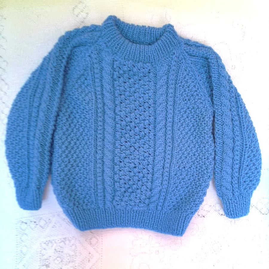 Cable Pattern Child's Jumper with Round Neck, Children's Clothes, Winter Jumper