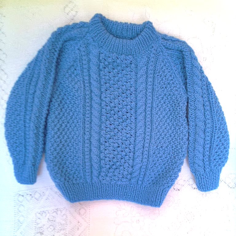 Cable Pattern Child's Jumper with Round Neck, Children's Clothes, Winter Jumper