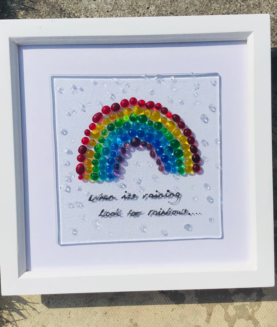 Fused glass rainbow picture