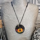 Handmade pumpkin necklace- Hand painted resin pendant