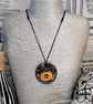 Handmade pumpkin necklace- Hand painted resin pendant - Image 1