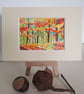 Courful Autumn Forest. Fall Color Trees. Miniature. ACEO. Original painting - Image 5