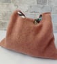 Recycled cashmere shoulder bag with leaf appliques - Image 3