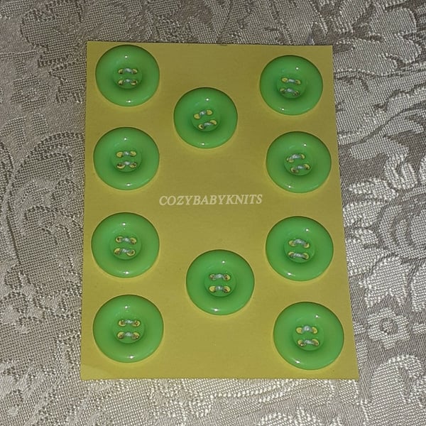 Round bright green buttons