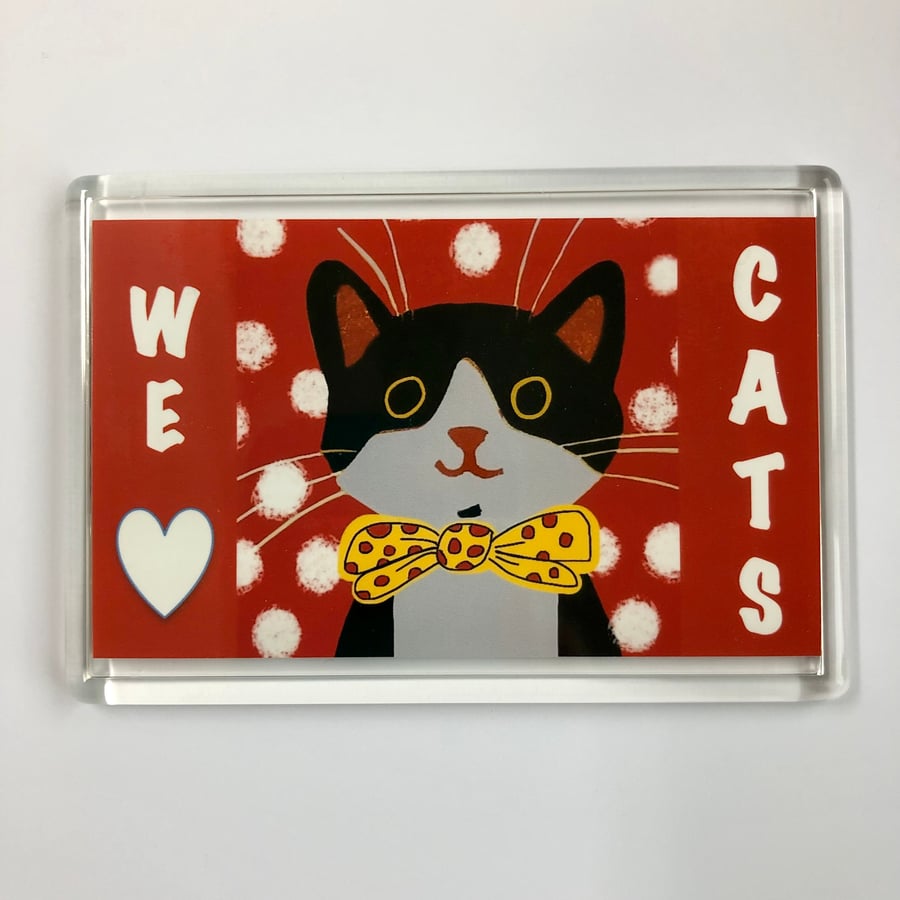 WE LOVE CATS-RED FRIDGE MAGNET
