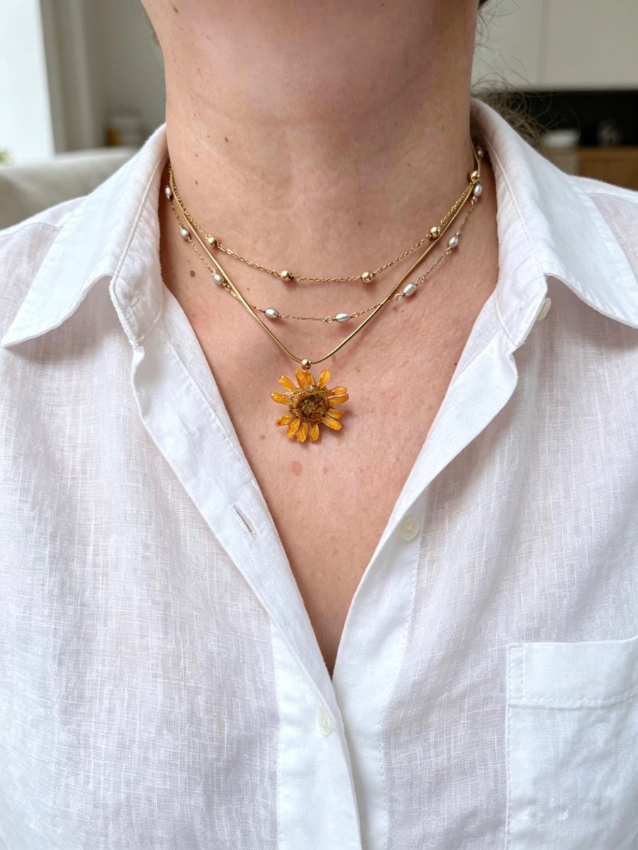 Handmade Corn Marigold Ajustable Necklace