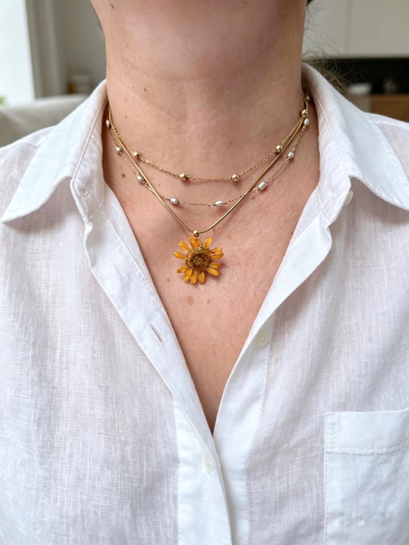 Handmade Corn Marigold Ajustable Necklace