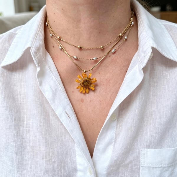Handmade Corn Marigold Ajustable Necklace