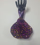 Purple and gold sequin on Purple Velvet fabric Japanese Knot