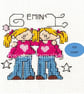 Gemini star sign zodiac theme small cross stitch digital Download PDF chart - Image 1