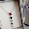 Silver Tone Heart Drop Pendant Necklace