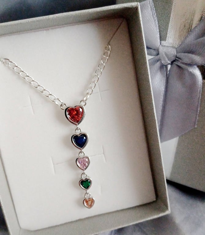Silver Tone Heart Drop Pendant Necklace