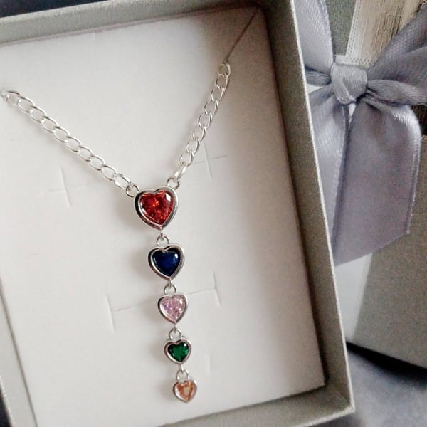 Silver Tone Heart Drop Pendant Necklace