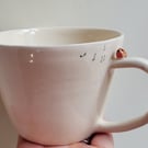 Handmade Ceramic Robin Cup with Birdprints and Musical Notes Made TO ORDER