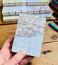 A7 Pocket Sketchbook with Recycled Map Covers and Mixed-Media Pages. Cornwall.