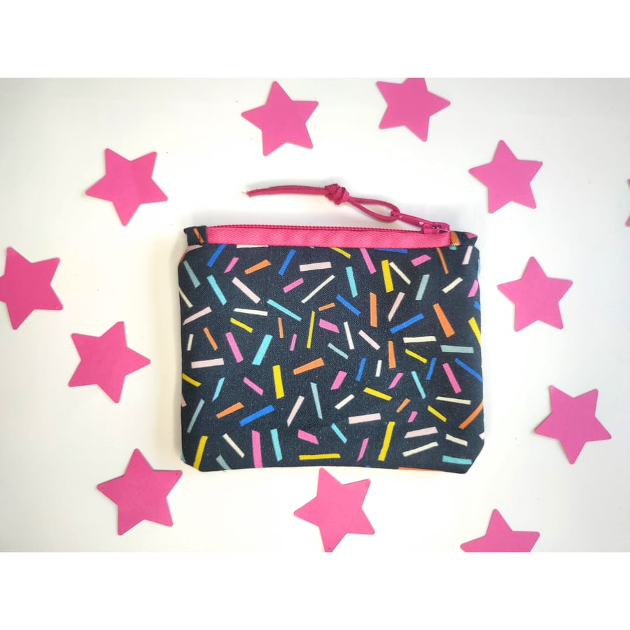 Rainbow Confetti Coin Purse, Small Card Purse