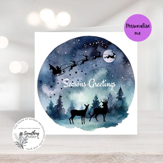 Personalised Deer silhouette Christmas Card 