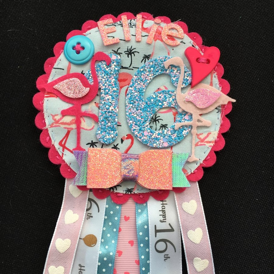 16th Birthday Age badge-Rosette Personalised