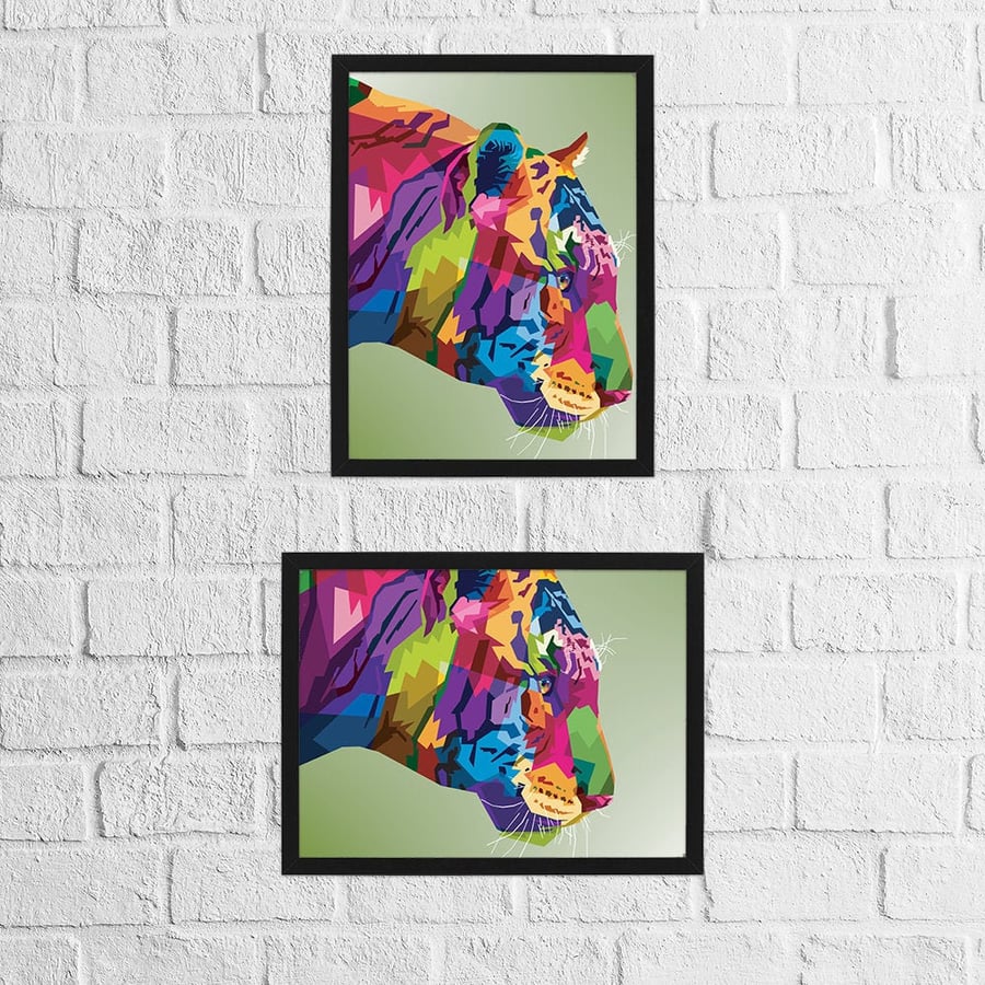 Tiger geometric rainbow print