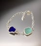 Duo Sea Glass Silver Chain Bracelet - Image 2