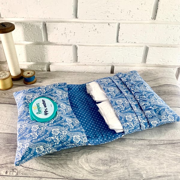 Nappy and Wipes Clutch Bag in Blue