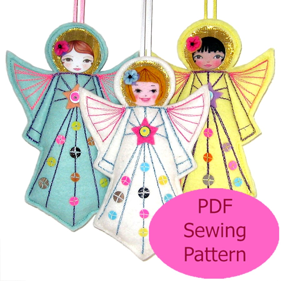 PDF Felt Angel Ornament Sewing Pattern