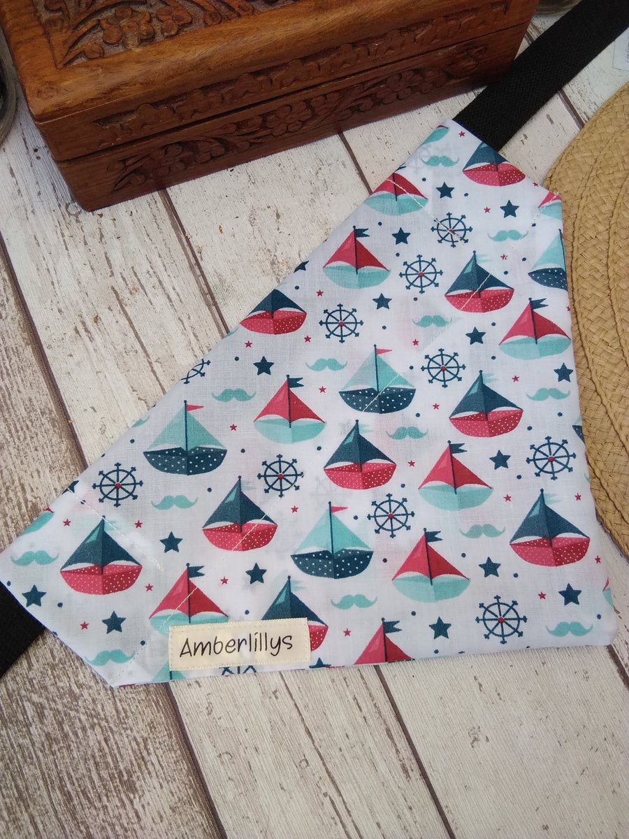 Dog Bandana over the collar Nautical
