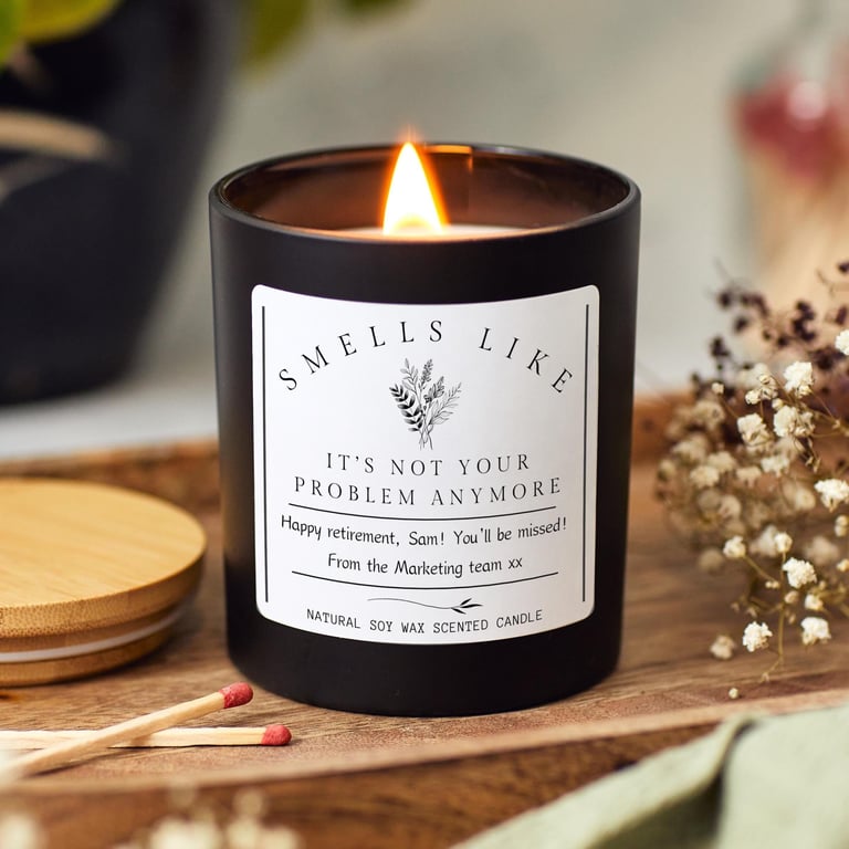 Personalised Retirement Candle Gift for Women, Retirement Present 