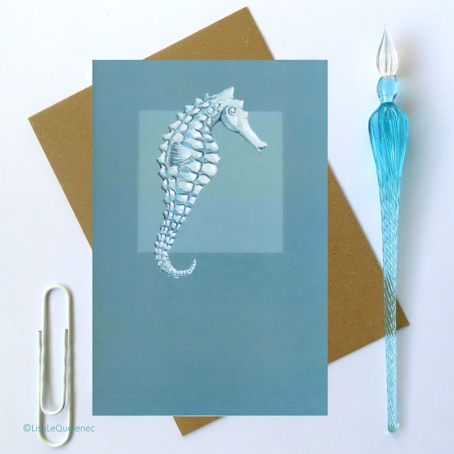 seahorse design blank artist card repro cello free