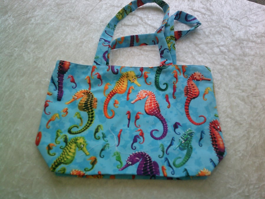 Colourful Seahorses Fabric Bag