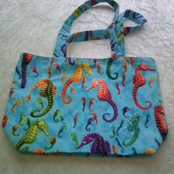 Colourful Seahorses Fabric Bag