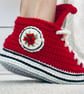 Red Crochet Sneakers Slipper Socks  - Image 5