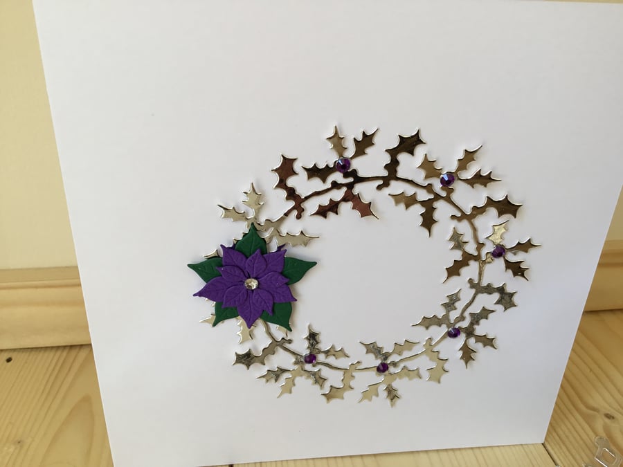Beautiful handmade christmas wreath card. CC251