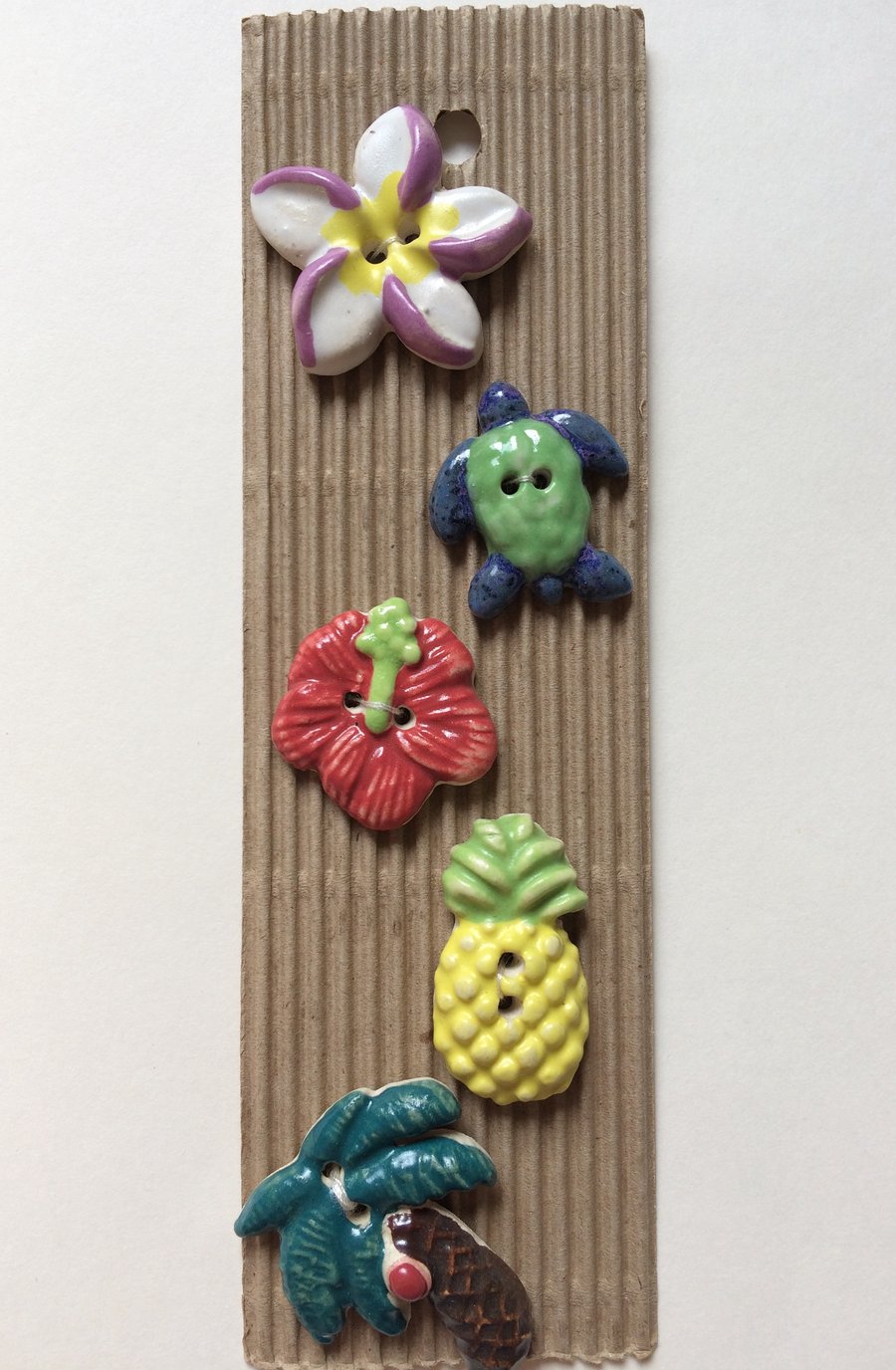 Set of 5 tropical themed ceramic buttons