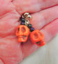 Howlite Skull And Purple and Black Miracle Bead Stud Earrings, Halloween - Image 2