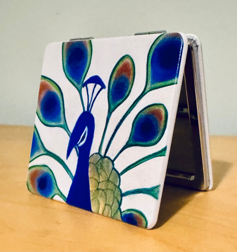 Butterfly, flamingo or peacock square compact mirror 