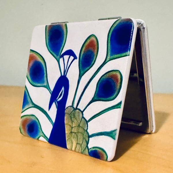 Butterfly, flamingo or peacock square compact mirror 