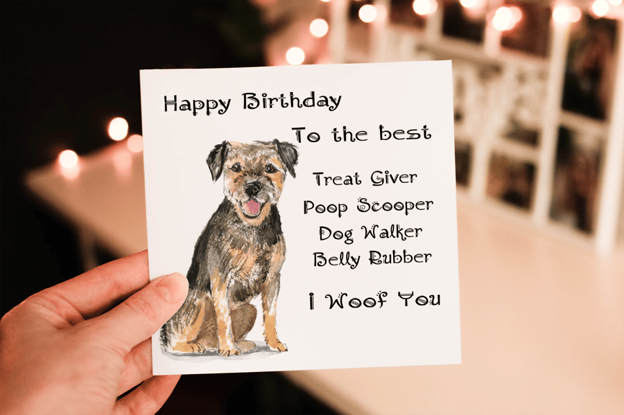 Boarder Terrier Dog Birthday Card, Dog Birthday Card