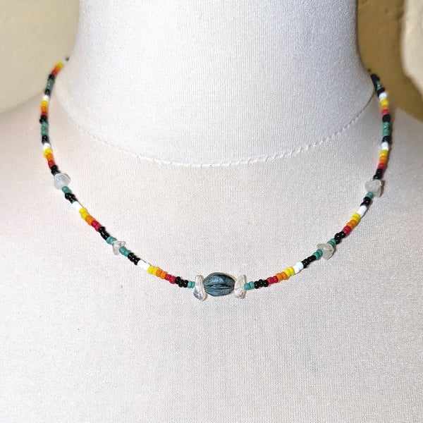 Ghost Bead Necklace Quartz Silver Native American Inspired