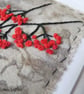 RED BERRIES EMBROIDERED ECO PRINT CHRISTMAS CARD - Image 2