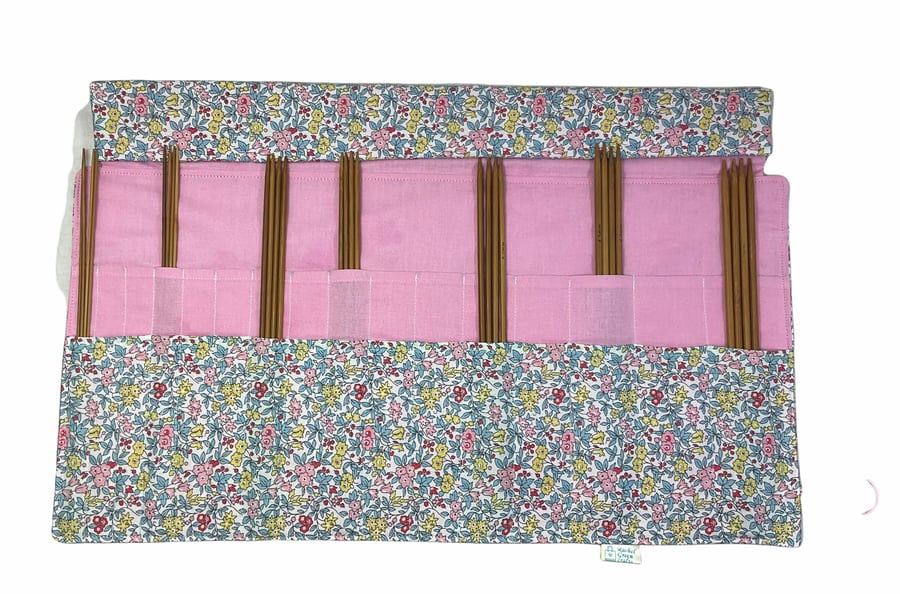 Liberty fabric Floral Double pointed case, DPN knitting needle case, crochet hoo