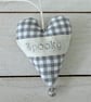 SPOOKY HALLOWEEN HEART DECORATION - grey gingham checks, silver pumpkin - Image 5