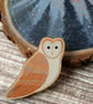 Barn Owl Wooden Pin Brooch - Image 4