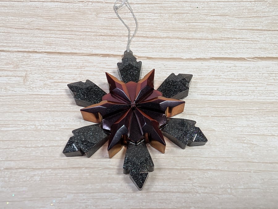 Handmade Resin Snowflake Ornament - Gothic Christmas 