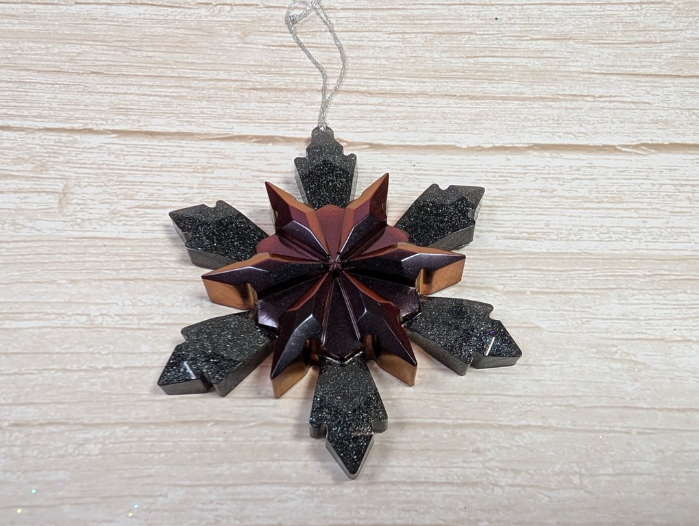 Handmade Resin Snowflake Ornament - Gothic Christmas 