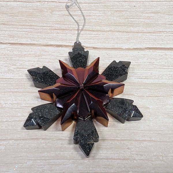 Handmade Resin Snowflake Ornament - Gothic Christmas 