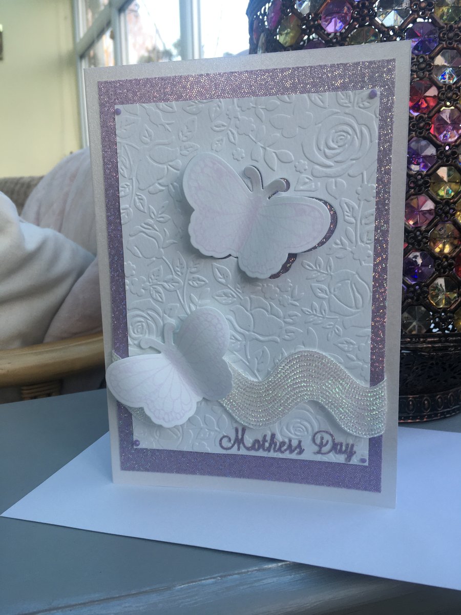 Butterfly and rose embossed Mother's day card