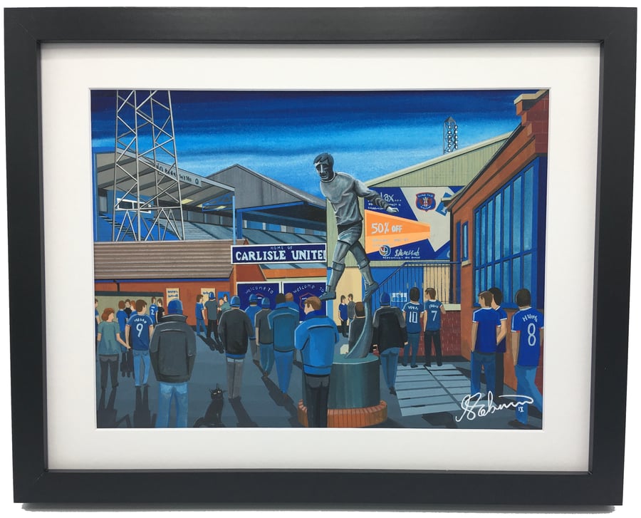 Carlisle Utd F.C, Brunton Park Stadium. Framed, High Quality Football Art Print.