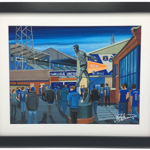 Carlisle Utd F.C, Brunton Park Stadium. Framed, High Quality Football Art Print.